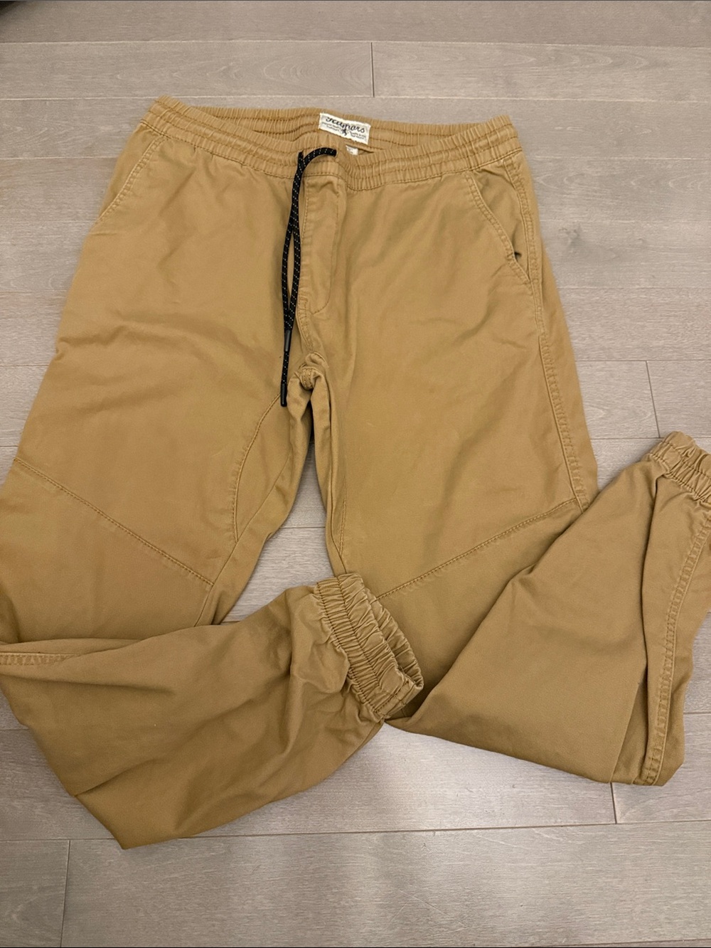 Men's Tan Casual Jogger Pants with Drawstring Waist